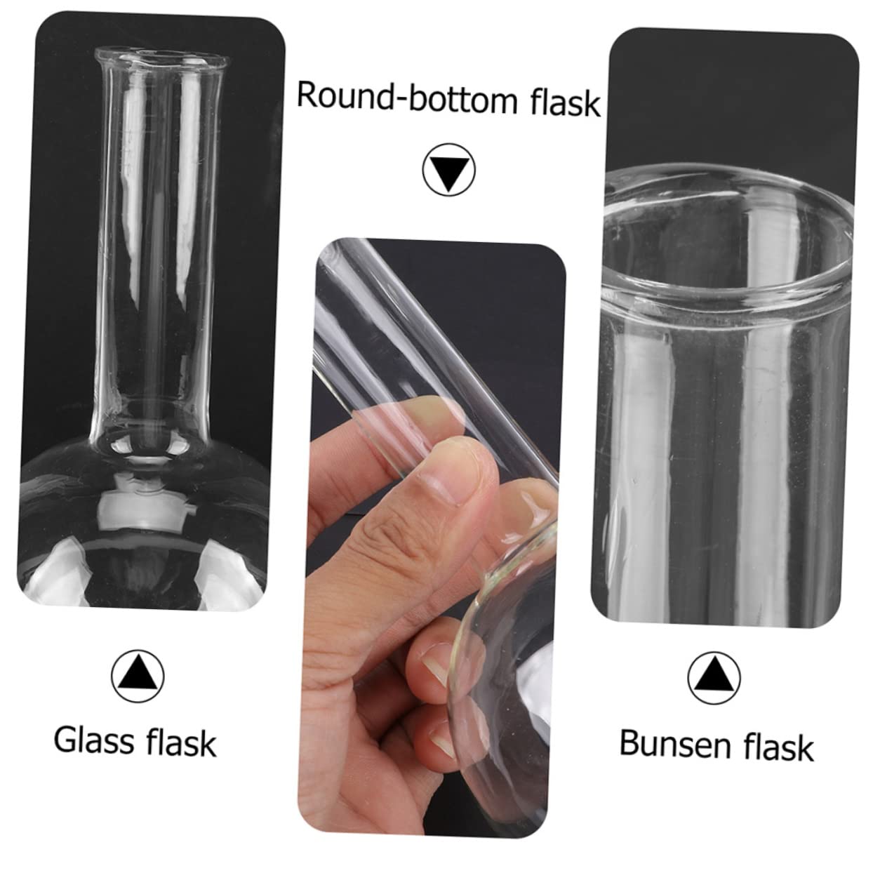2pcs Round-Bottomed Flask Beaker Narrow Mouth Flask Studenglass Thermal Flask Single Neck Flask Laboratory Flask Test Flask Experiment Flask Thin-Mouth Glass Flask Boiling Flask CIYODO