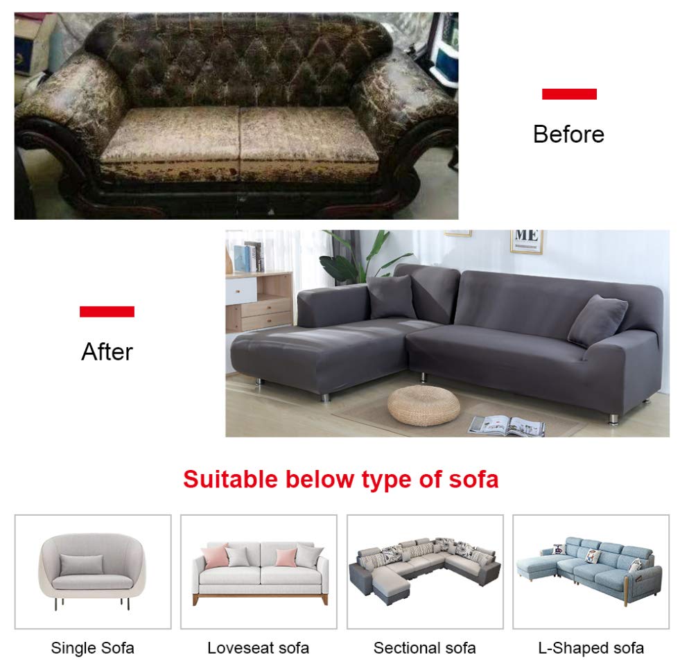 Sofa überzug Ecksofa, Sofaüberwurf L Form,wasserdicht Elastisch Maschinenwaschbar, Sofabezüge, Für Wohnzimmer Sofa Protector, Bestellen Sie 2 Stück (Pink,4-Seater 235-300cm)