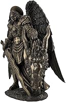 Vista 2 de Pacific Giftware San Miguel Matando al Dragón Malvado Guerrero Poderoso y Protector Estatua de San Miguel (10 pulgadas)