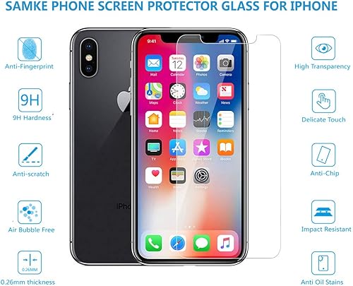 Miniatura 2 de SAMKE Protector de pantalla compatible con Apple iPhone XR iPhone 11 6.1 pulgadas no iP10-5.8 pulgadas vidrio templado, borde 2.5D Advanced HD