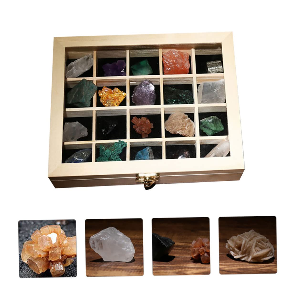 HOODANCOS Minerals Crystals Collection Box 20 Natural Ore Stones Stone Samples for Jewelry Making