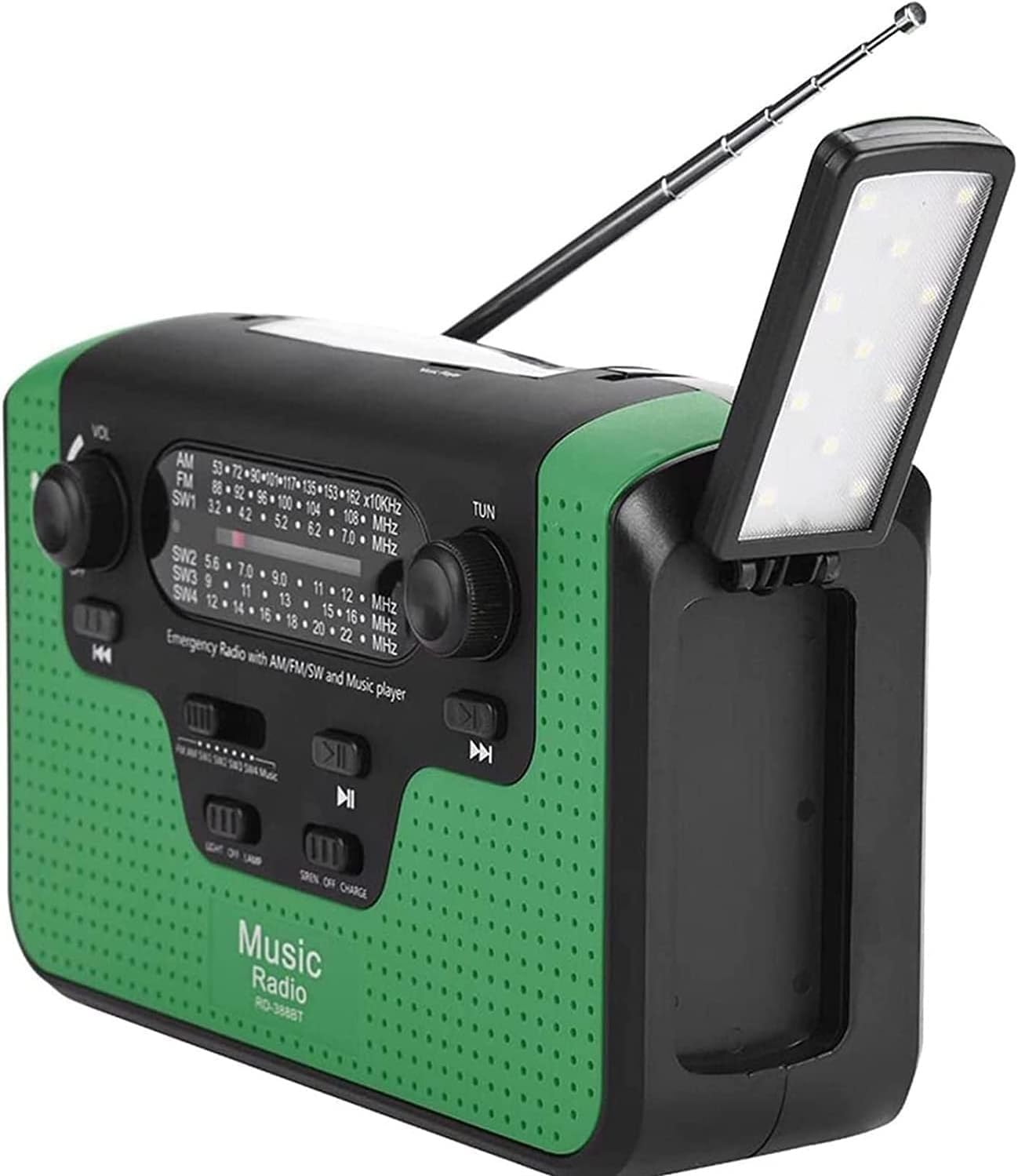 Radio pogodowe - radio awaryjne Radio z korbką NOAA Latarki awaryjne AM/FM Radio solarne z zasilaniem bateryjnym i ładowarką do telefonu komórkowego - radio awaryjne