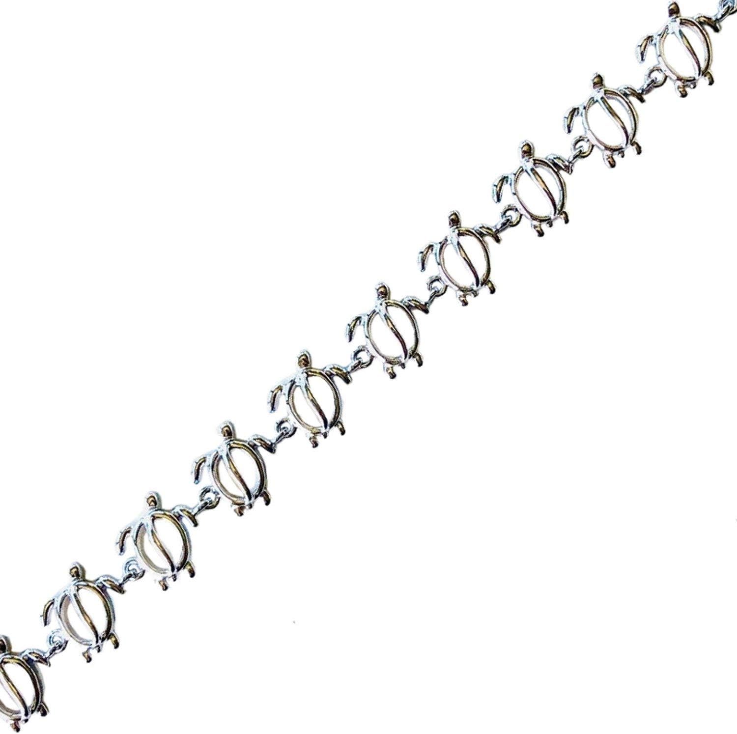 Sterling Silver Hawaiian Jewelry Honu Sea Turtle Anklet