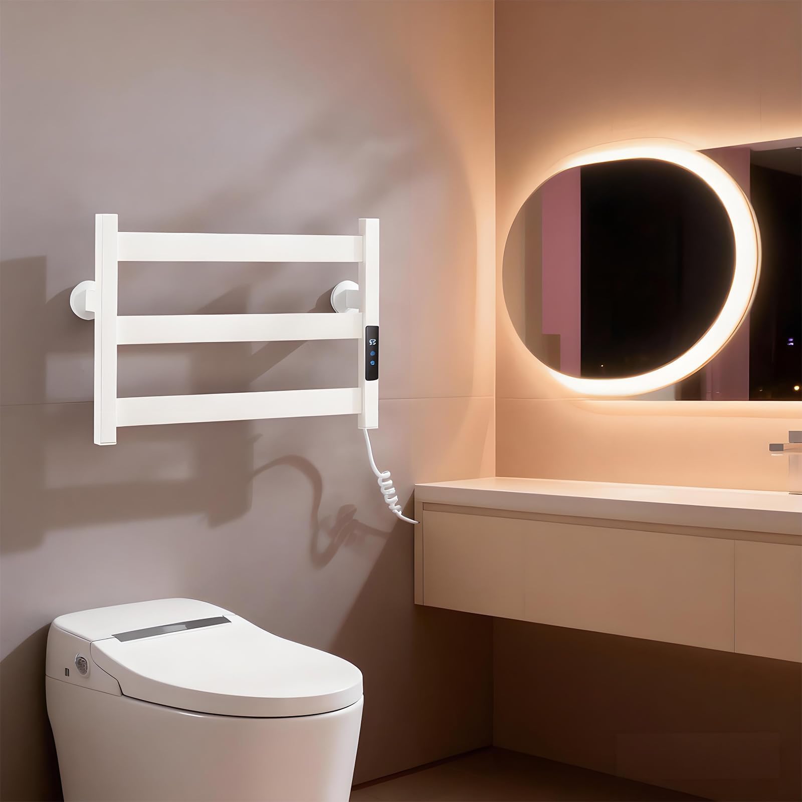 Scaldasalviette Elettrico Bagno, Termosifone da Parete Scalda Salviette da Bagno Elettrico Termosifone Elettrico da Parete Towel Warmer White