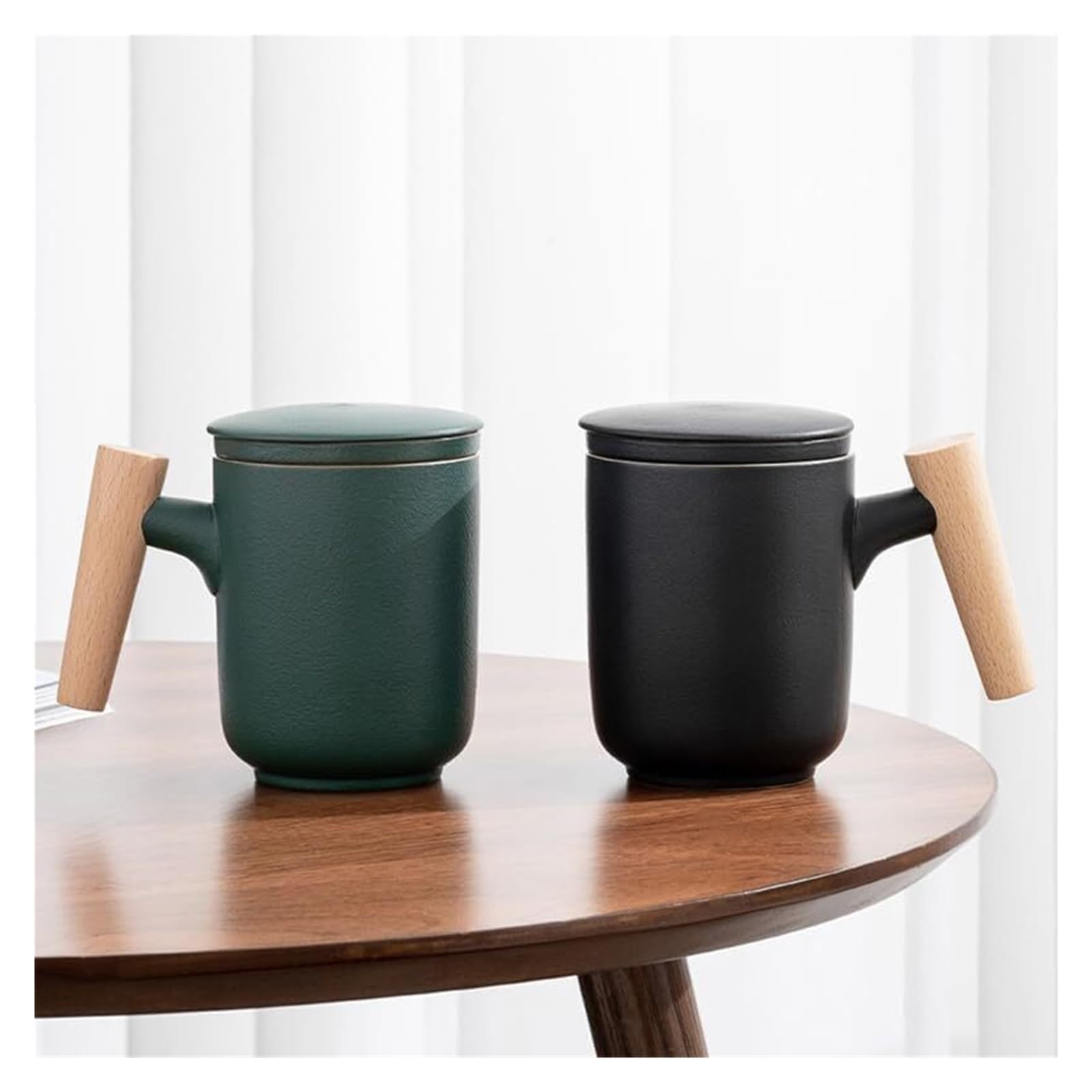 TASSES, Tasse avec Couvercle Tasse à Thé Filtre en Céramique 330ml, Utilisation au Bureau avec Couvercle, Tasse, Tasse de Séparation de Thé Tasse Infuseur à Thé(Malachite Green)