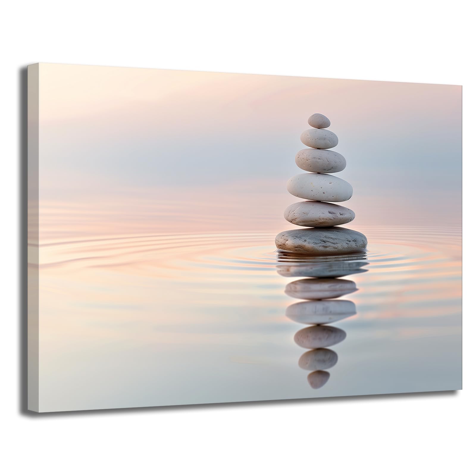 Zen Leinwand-Kunst 'Steingemälde' – Wanddekor Für Entspannung, Spa & Yoga – 40,6 X 61 Cm, Fertig Zum Aufhängen