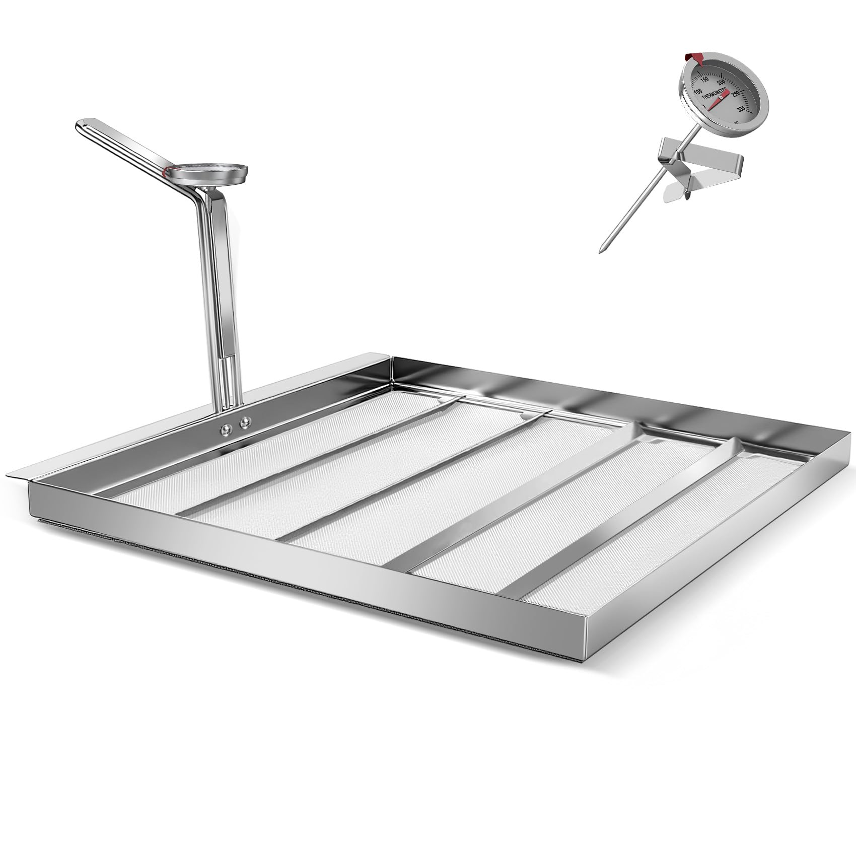 Commercial AF45 Fritteusen-Filtersieb, 34 x 34 cm, 550 Mikron 304 Edelstahl, Filtersieb mit Thermometer, kompatibel mit Avantco und Pitco Fritteusen FF300, Pitco 40C und weitere Modelle