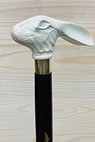 Vista 6 de Bastón de madera con mango de conejo victoriano Steampunk