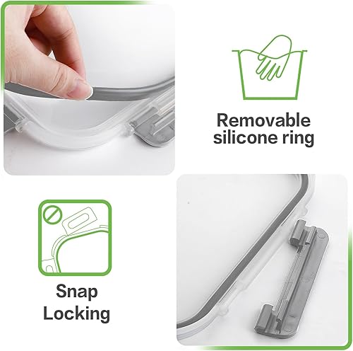 Miniatura 10 de HOMBERKING Contenedores grandes de almacenamiento de alimentos con tapas, 12 piezas, recipientes de vidrio para preparación de comidas, cajas Bento