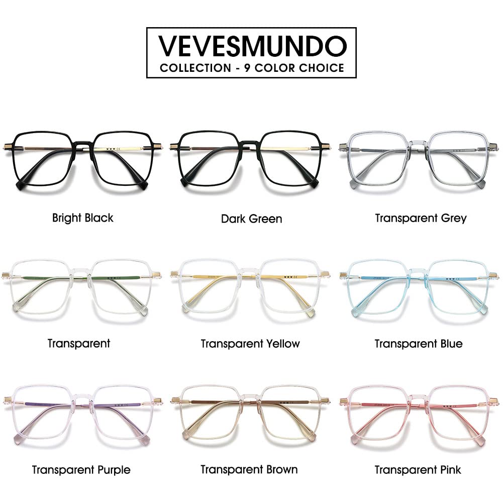VEVESMUNDO Filtro Luce Blu Occhiali da Lettura Quadrati Anti Luce Blu Montatura Occhiali per la lettura da Donna Uomo