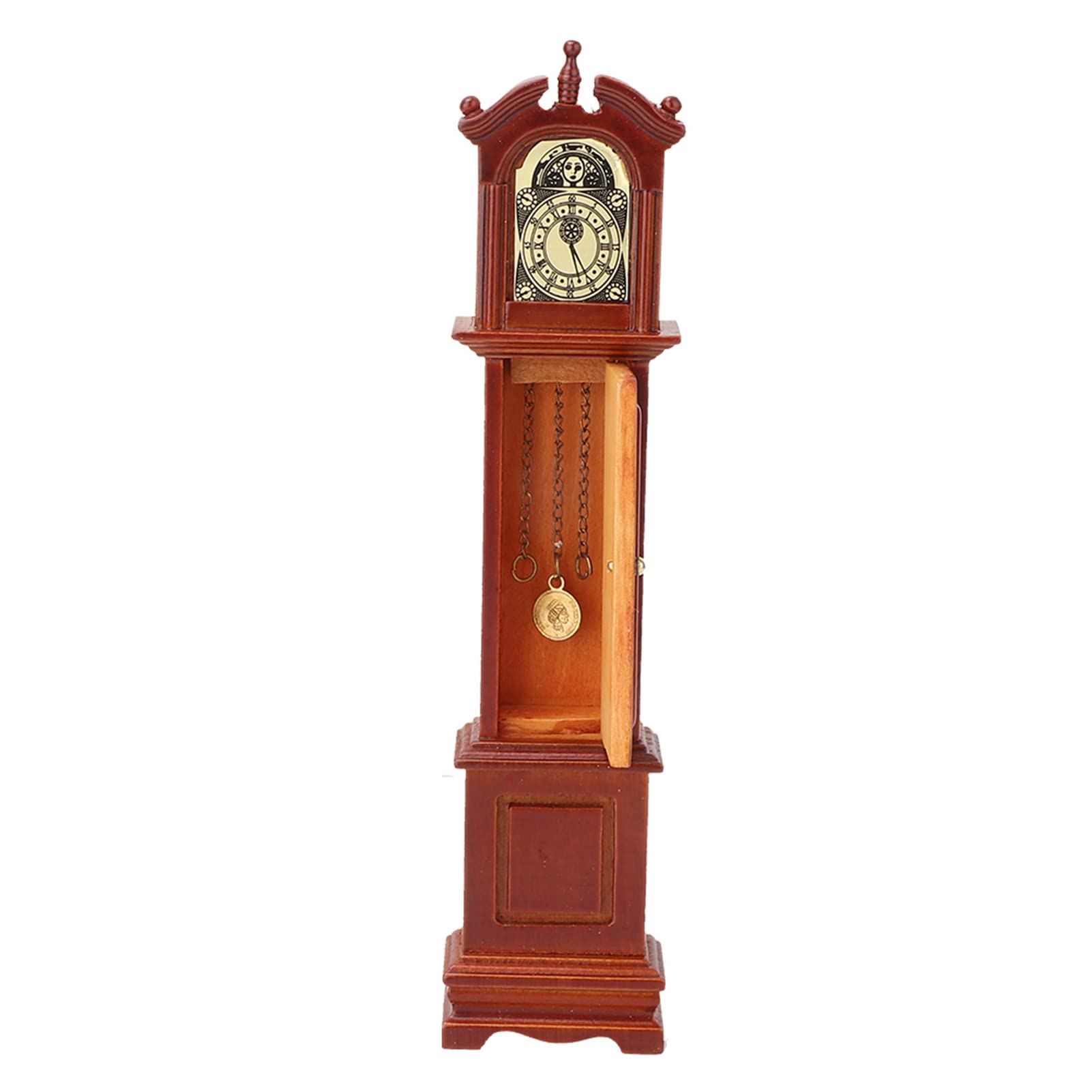 Yctze Vintage Floor Clock Toy for 1:12 Miniature Doll House Living Room Furniture Accessory, Grandfather Clock with Victorian Hickory Detailing, Dollhouse Cuckoo Clock Furniture