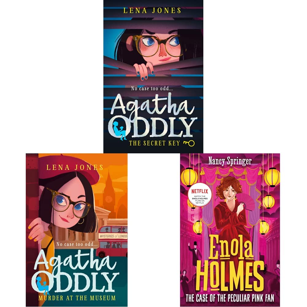 The Secret Key: Agatha Oddly (1): Book 1 & Murder at the Museum: Agatha Oddly Book 2 & Enola Holmes 4: The Case of the Peculiar Pink Fan