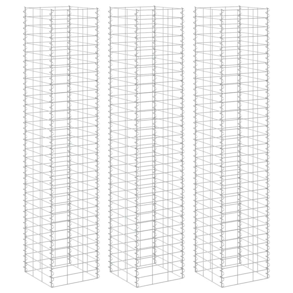 Lits surélevés en gabion 3 pcs 30x30x200 cm Fer