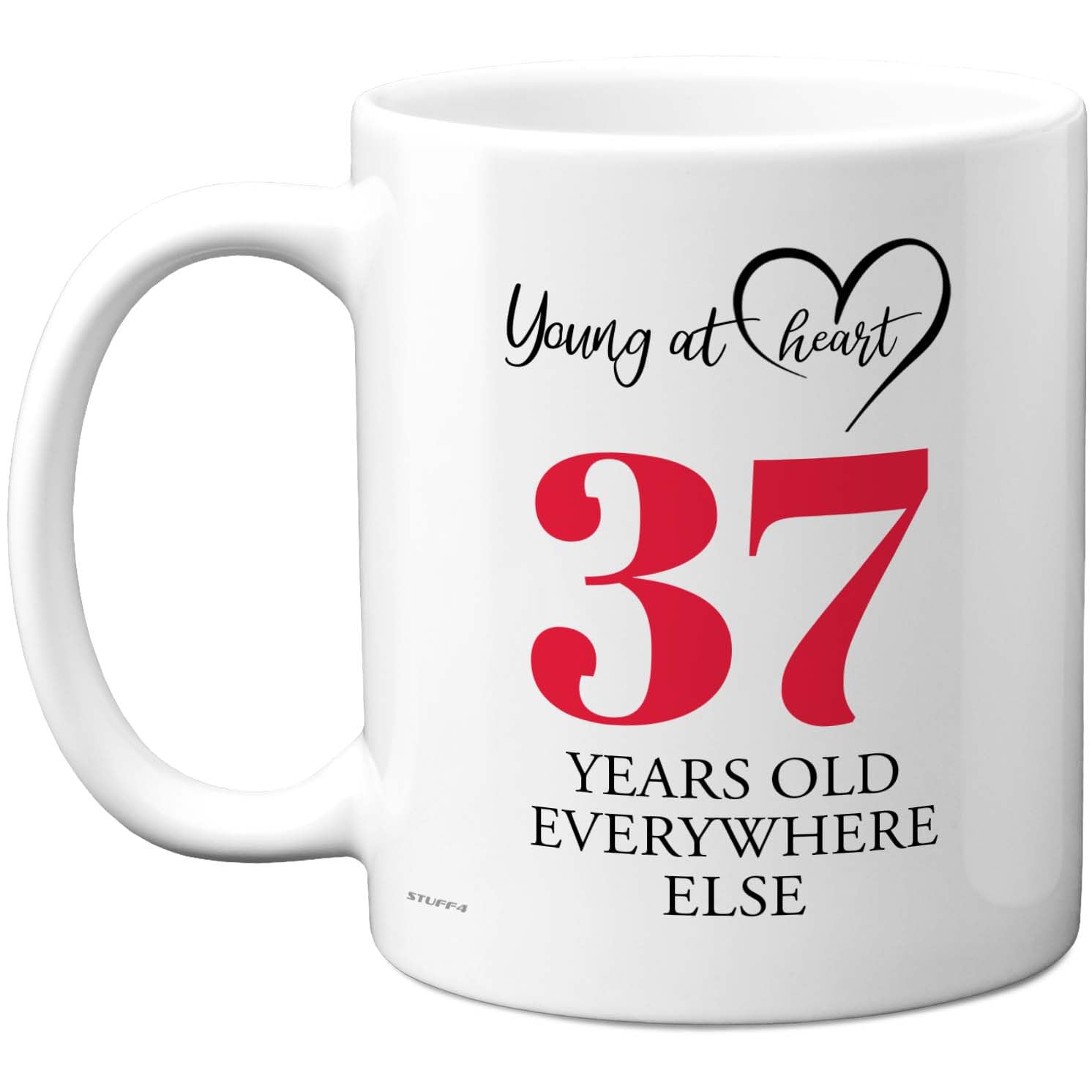 37th Birthday Gifts for Women Men, Cheeky Novelty Mug Young at Heart, Gag Joke Gifts, Perfect Funny Mugs for Thirty-Seven Thirty-Seventh Birthday Present, 11oz Ceramic Coffee Mugs