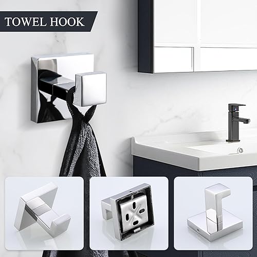 Miniatura 5 de TURS Juego de 4 piezas de accesorios de baño de 24 pulgadas, juego de toalleros de baño de acero inoxidable para montaje en pared, juego de