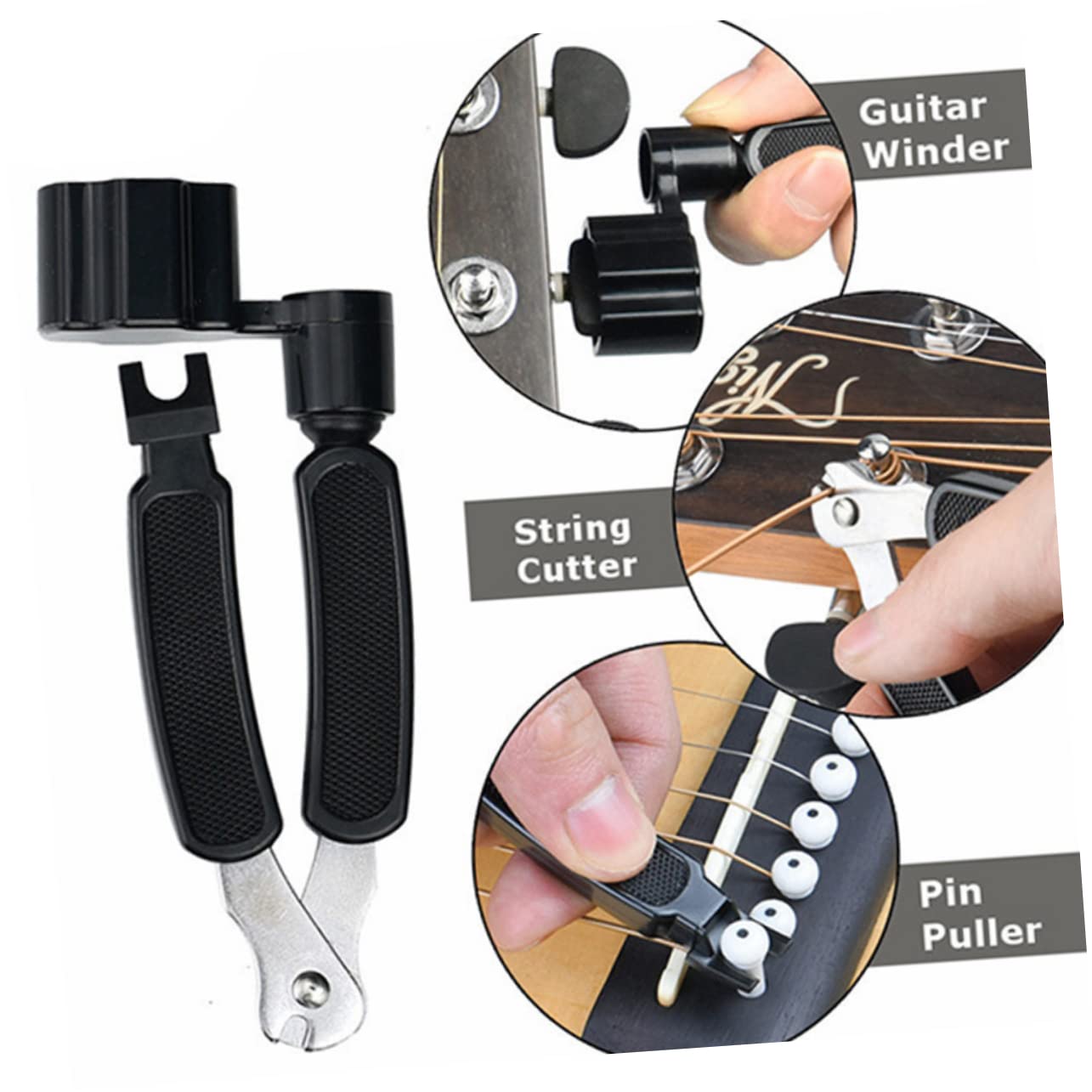 ibasenice 3pezzi Accessori Per Chitarra Capo Avvolgitore Per Corde Plettri e Porta-plettri Strumenti Leggeri e Compatti Per Musicisti Kit Completo Per Sostituzione Corde e Manutenzione