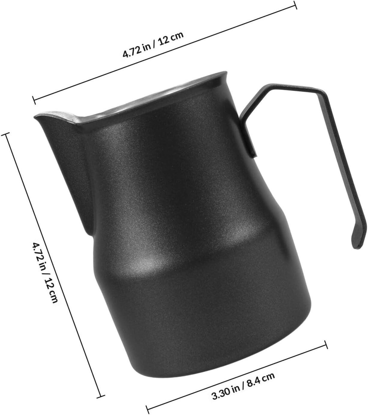 Milk Frothing Pitcher 480ml 304 Stainless Steel Espresso Steaming Pitcher with Spout Black Coffee Frother Cup for Latte Art and Espresso Machine Accessories