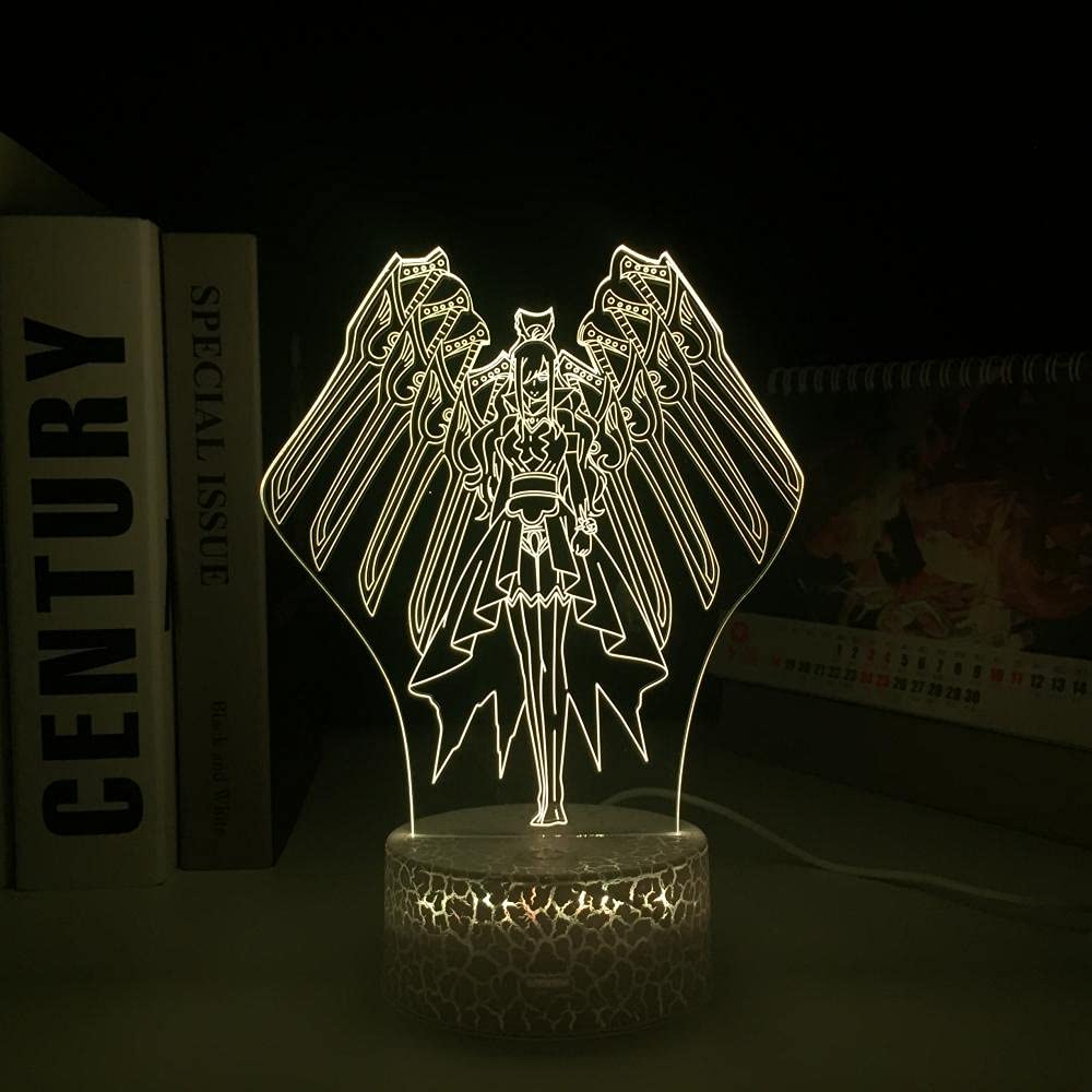 althiqahkey 3D Illusion Table Lamp LED Night Light Lava Base Fairy Tail Erza Scarlet Anime for Bedroom Decor Child Birthday Gift Manga Room