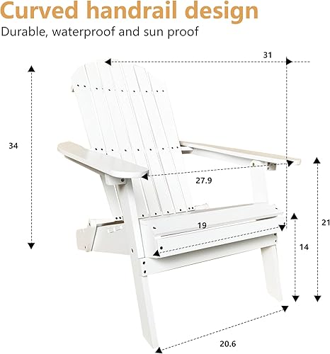 Miniatura 3 de PayLessHere Sillas Adirondack resistentes a la intemperie con madera de pino texturizada para patio, césped, jardín, terraza, piscina, playa, hoguera