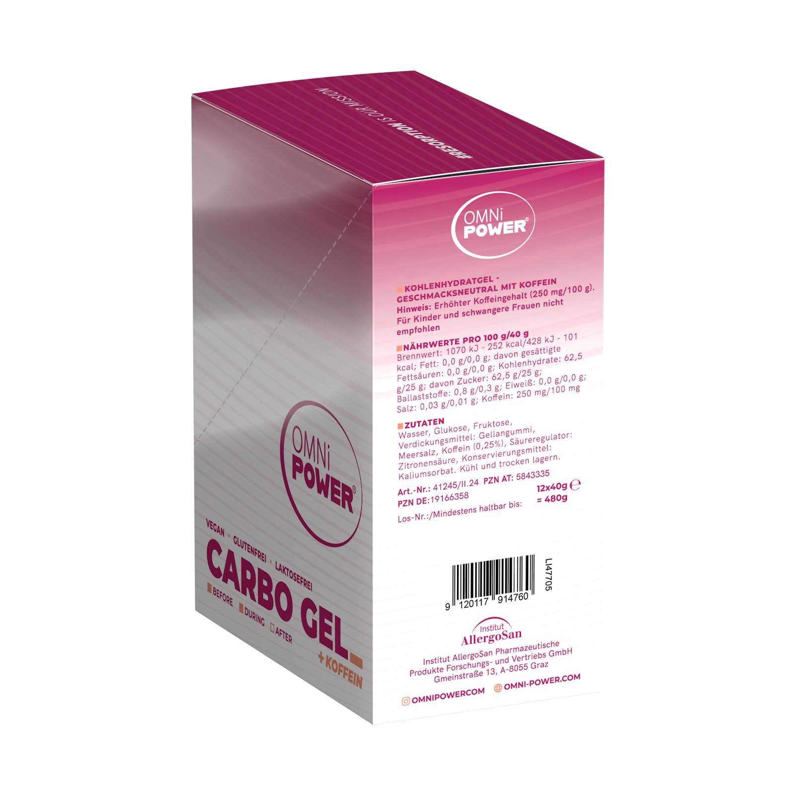 Carbo Gel (12er Pack) | Energygel für schnelle und einfache Energie | Mit 100 mg Koffein | Innovative gelartige Textur | Geschmacksneutral | Vegan | 12 x 40 g Gel