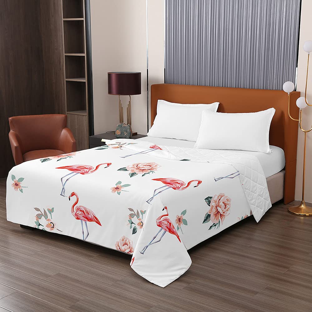 Trapuntino Copriletto Goffrato Matrimoniale Singolo, Chickw11 3D Fenicottero Coperta Estivo Trapunta Autunnale Trapuntato In Stampa Coperta Letto Per Camera Da Letto (Fiori Gialli,130x150cm - 10