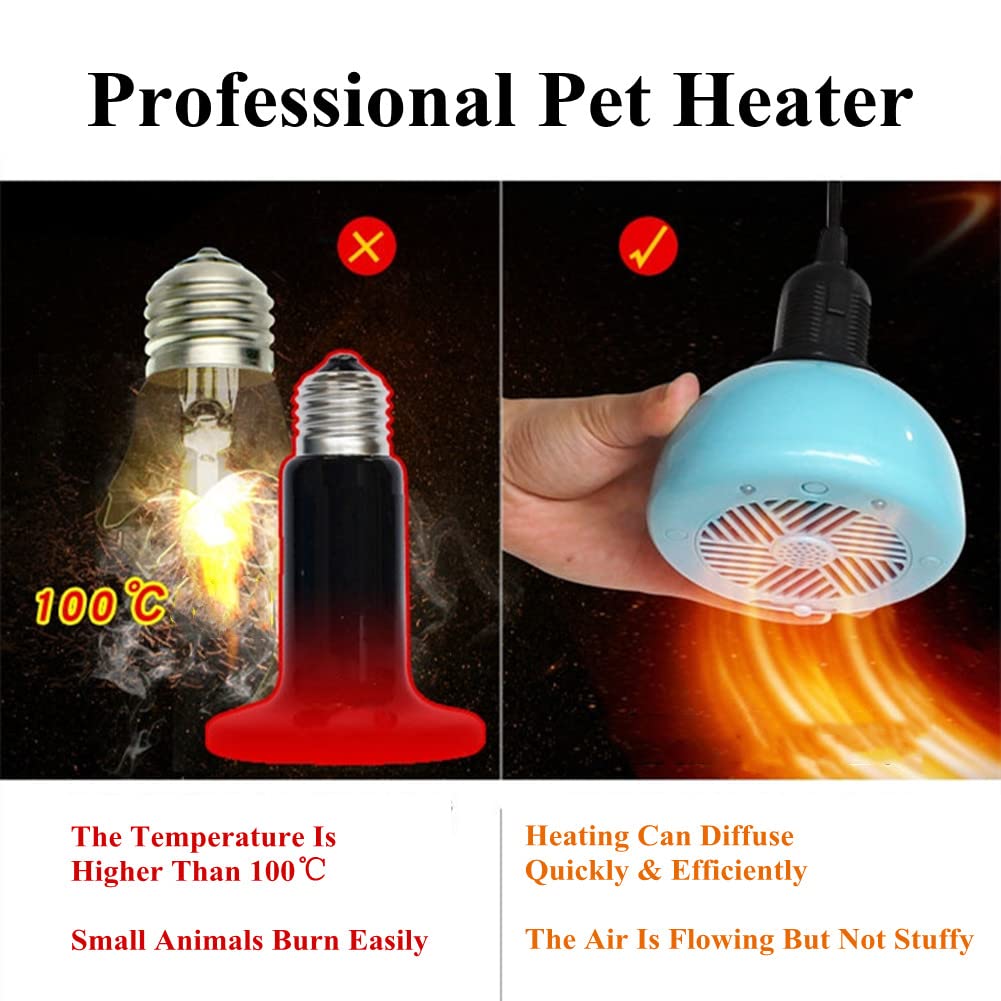 PURRL Calentadores de gallinero/3 Modos de Potencia Ajustable y función de iluminación, lámpara de Calor para Reptiles, Calentador de Calor para Perros, Gatos, Pollitos, Uso doméstico Little Surprise