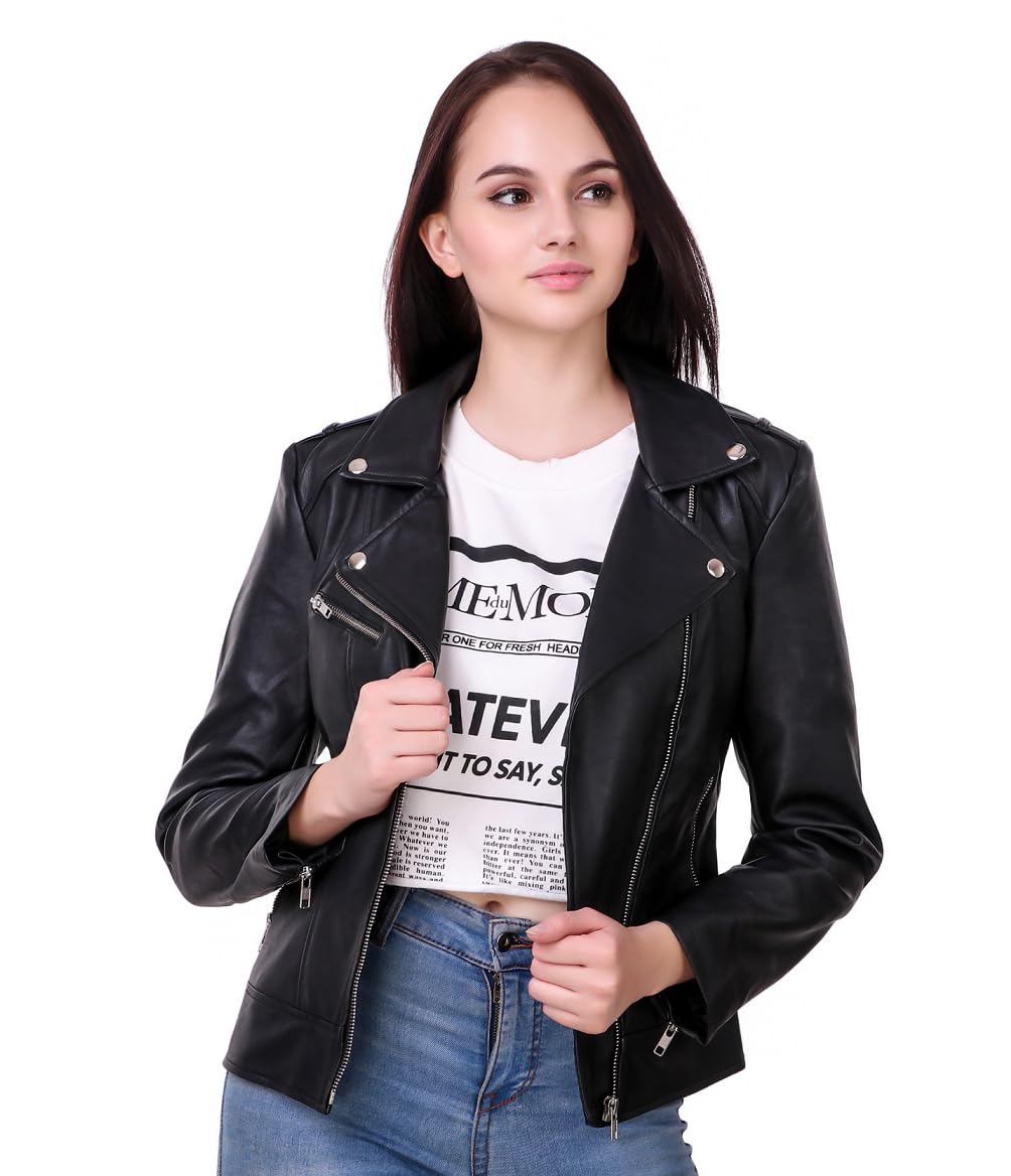 leather retail Women's Girl's Solid Biker Jacket-picture-23