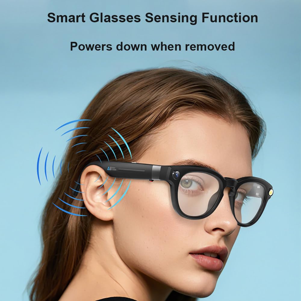 Lunettes Intelligentes IA,Caméra HD 4k,Balayage Et Toucher,Puce Anti-Tremblement Intégrée,Connexion Bluetooth Wi-FI,Changement De Couleur,Conception Stéréo À Deux Canaux,pour Les Voyages
