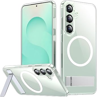SPIDERCASE for Samsung Galaxy S25 Plus Case, Built-in Stand, Clear | Magnetic [3 Stand Ways] Invisible Kickstand[Military Grade Drop Protection] Shockproof Slim Case
