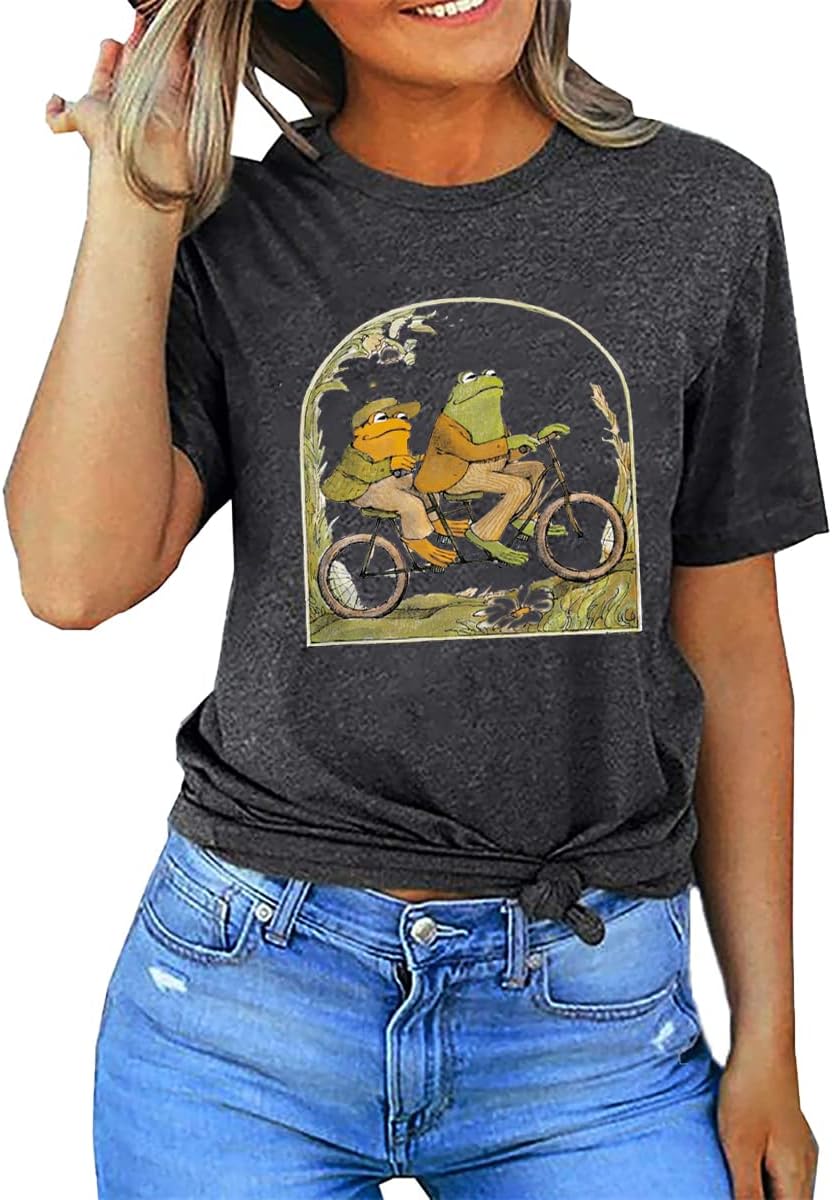 Frog Shirt for Women Classic Book T-Shirt Vintage Graphic Tee Tops Book Lovers Shirt Funny Teacher Shirt - view 3