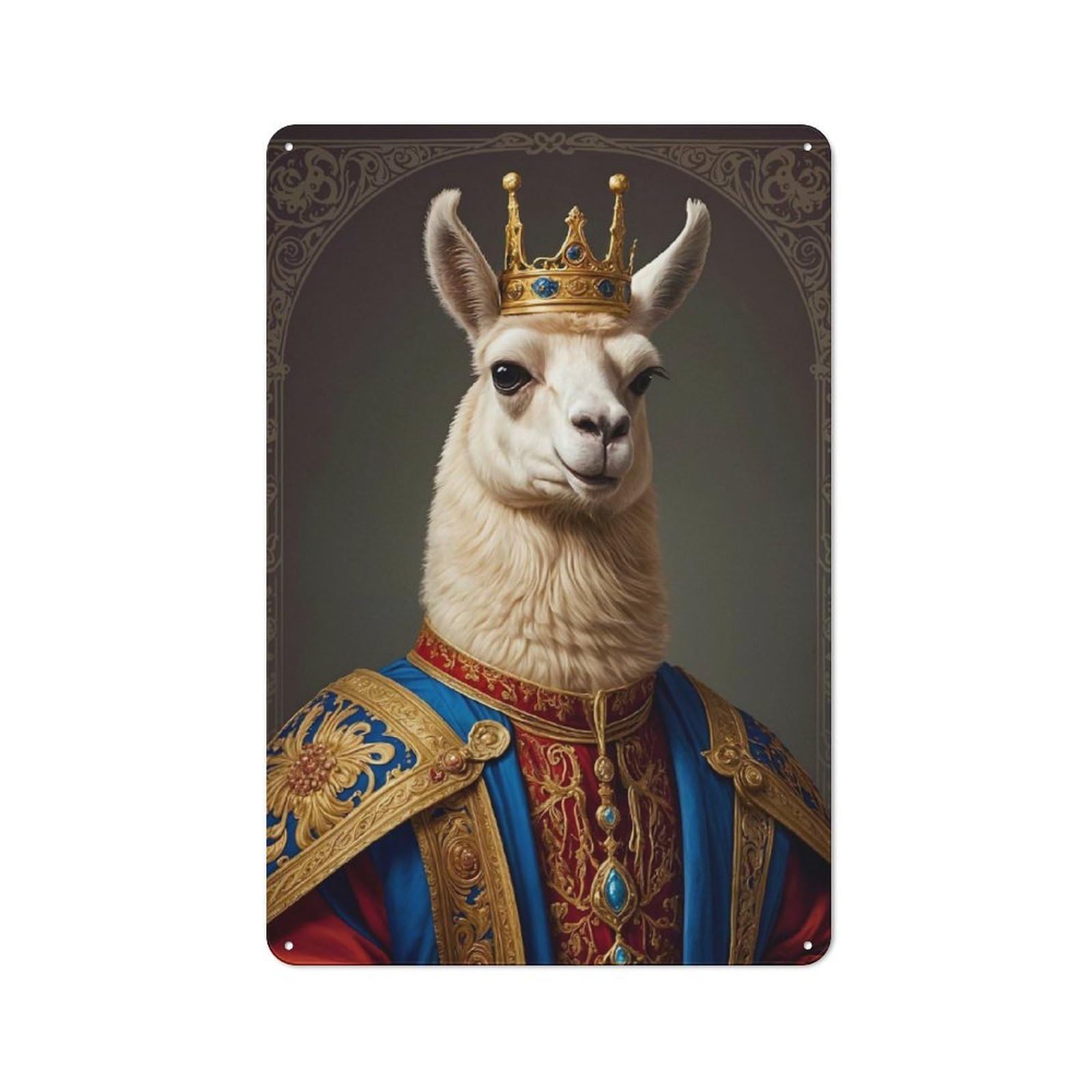 Junmoney Llama King Classic Metal Sign 30X20cm Featuring Bar Wall Plaque For Diner, Restaurant, Shed Or Kitchen