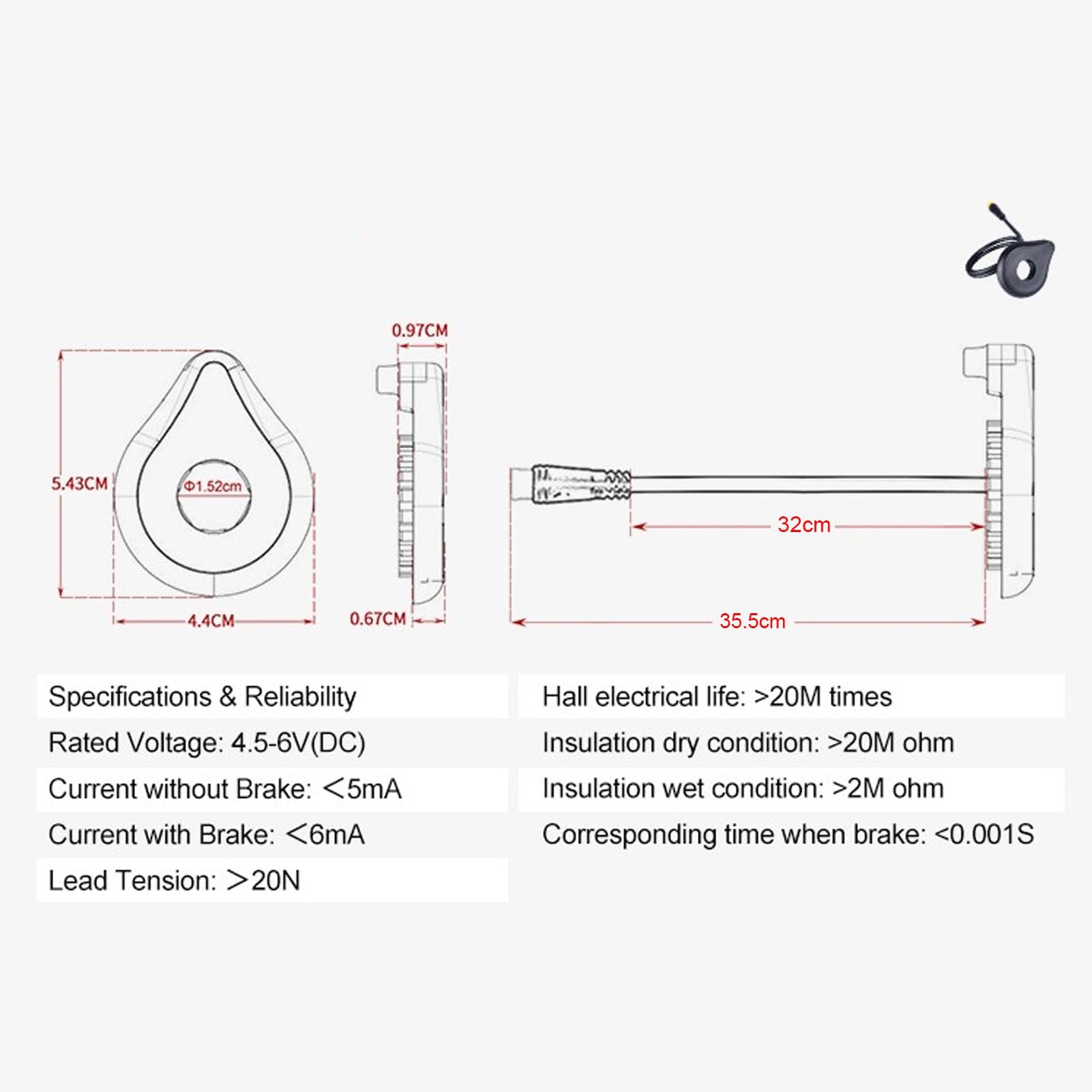 Sensore di Assistenza Al Pedale Pissente per Bici Elettrica, Sensore Multifunzionale 12 Magneti, Sensore di Pedale per Bici Elettrica Dual Hall