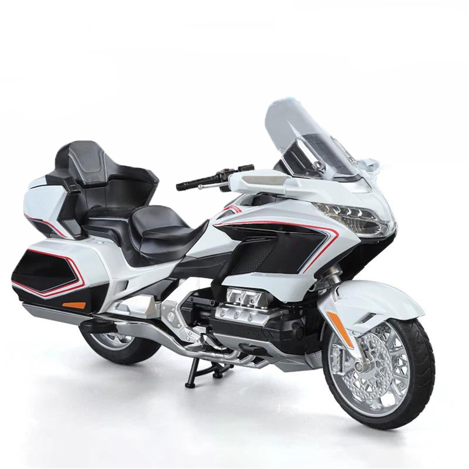 Modelo de Motocicleta Modelo Motocicleta Aleación Fundida A Presión Vehículo Colección con Sonido Y Luz, Todoterreno, Juguete, Coche 1:11 para Honda Gold Wing GL800 2021(White)