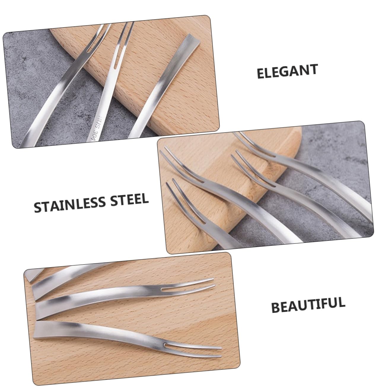 SOLUSTRE 4Pcs Stainless Steel Fruit Forks Two Tine Dessert Cutlery for Catering Appetizers Cakes Stainless Steel for Home Restaurant Use