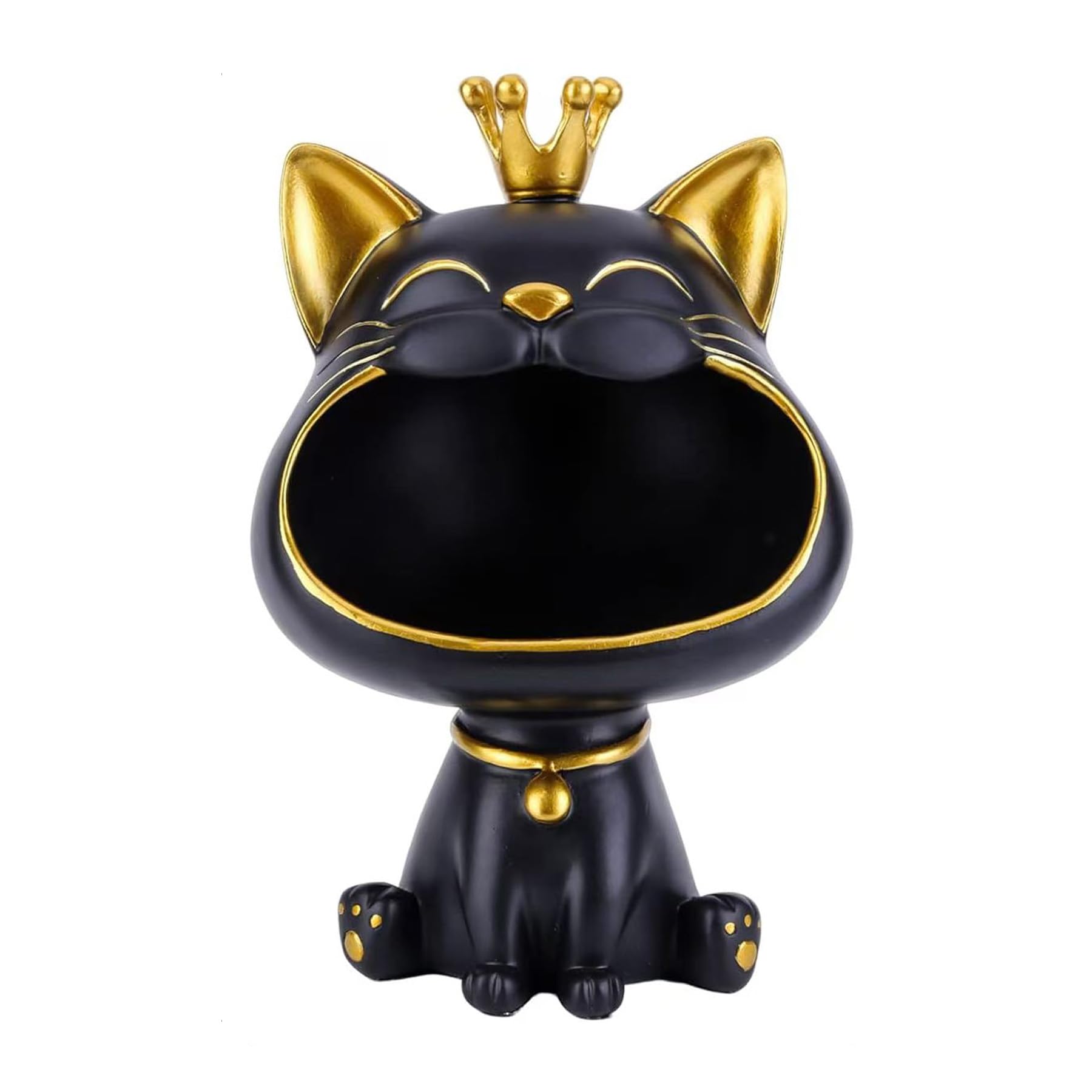 Statua di gatto, scultura portaoggetti di gatto fortunato, per casa e soggiorno, per ingresso, scatola portachiavi con gatto sorridente, scatola portaoggetti decorativa per piccoli