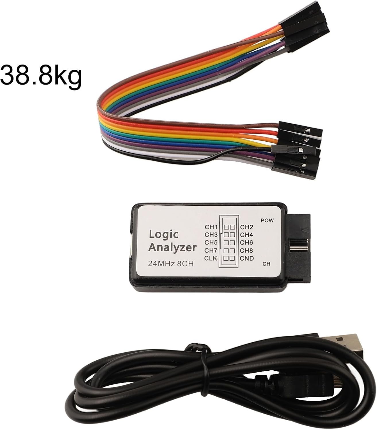 USB Logic Analyzer Microcontroller Debugging – 8-, 24 MHz Sampling Rate, Compatible with ARM/FPGA, /Linux, Shielded Cable & Tri