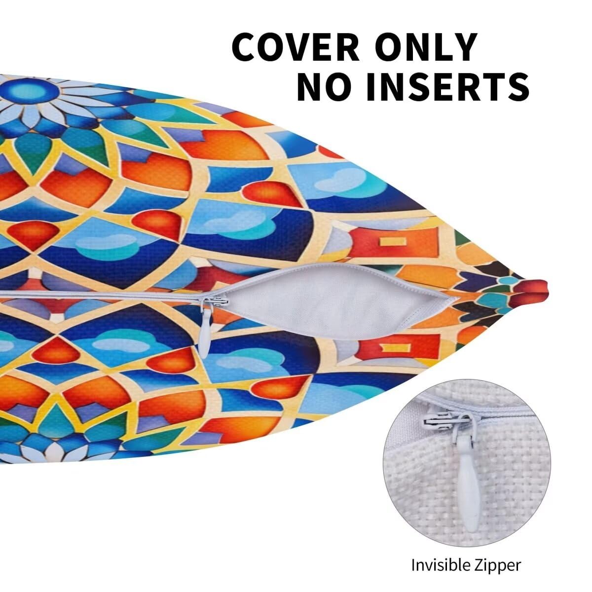 Kissenbezug 65x65 cm 2er Set Outdoor Kissen Mandara Sofakissen Leinen Kissenbezüge Dekokissen Bunt Zierkissen & -hüllen Deko Kissen Quadratisch Pillow Cover für Sofa Schlafzimmer Zuhause Gifts -LY543
