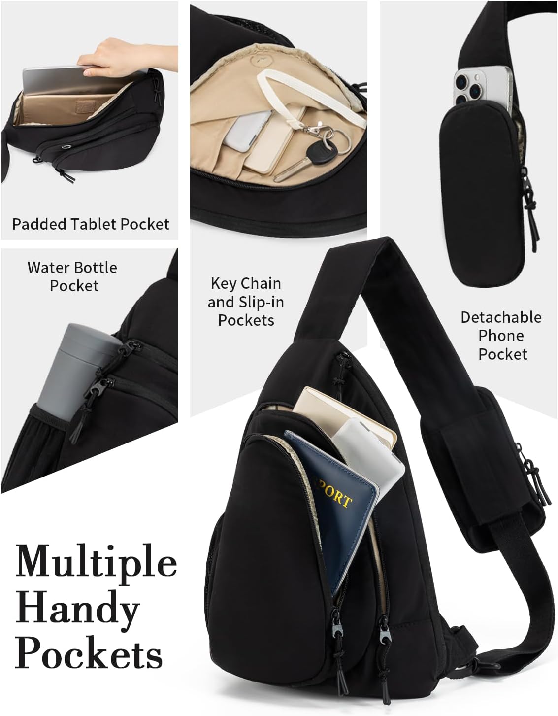 Sling Bag Nylon Crossbody Bags for Women with Anti-theft RFID Blocking Pocket Cross Body Purse Adjustable Shoulder Strap - Image 5