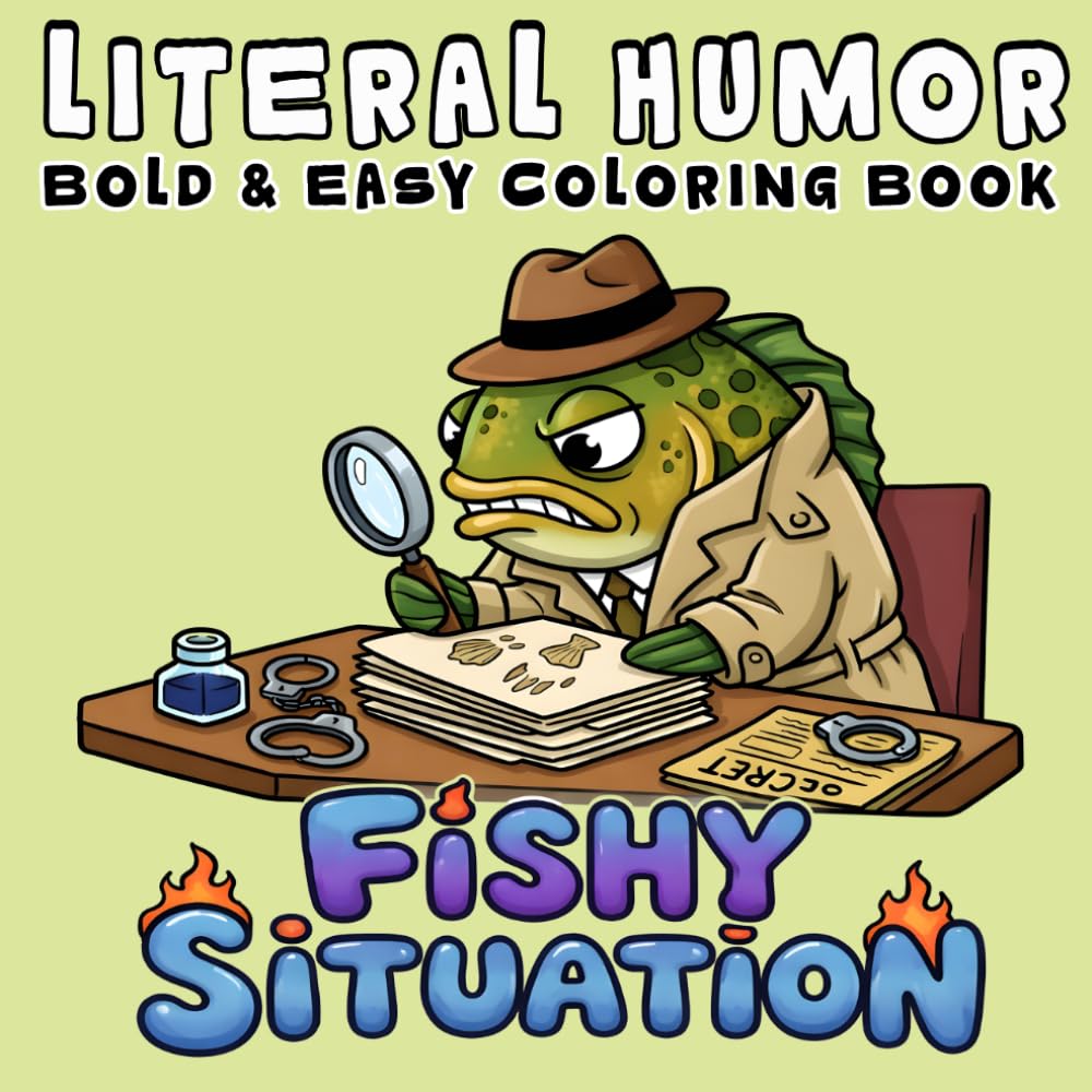 Literal Humor: Funny and Cozy Coloring Book for Adults and Teens, Bold and Easy, Simple and Big Designs Featuring Literal Meanings, Dad Jokes, and Silly Wordplay