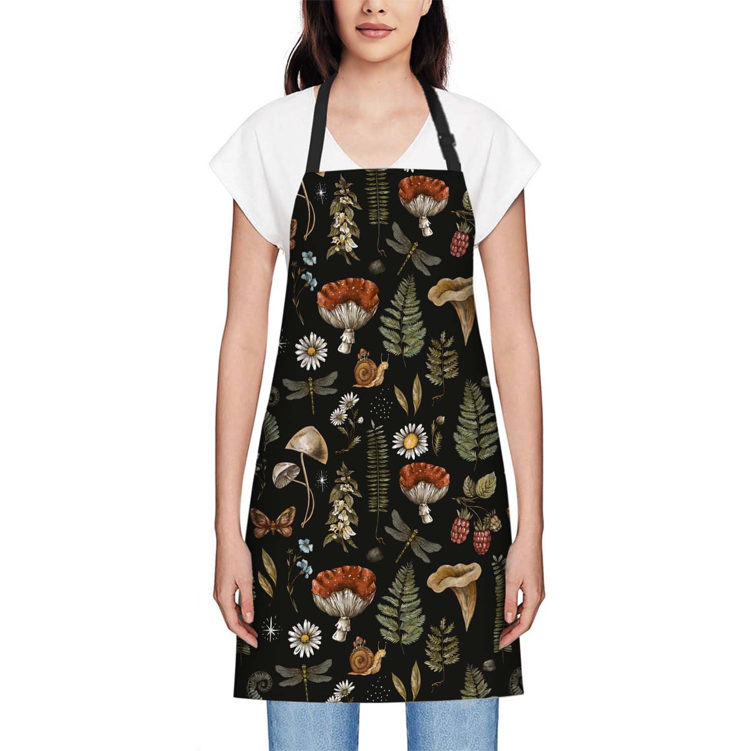 Smooffly Vintage Woodland Nature Apron Adjustable Apron Cooking Kitchen Chef Women Men Aprons for Home Kitchen Restaurant - Image 2