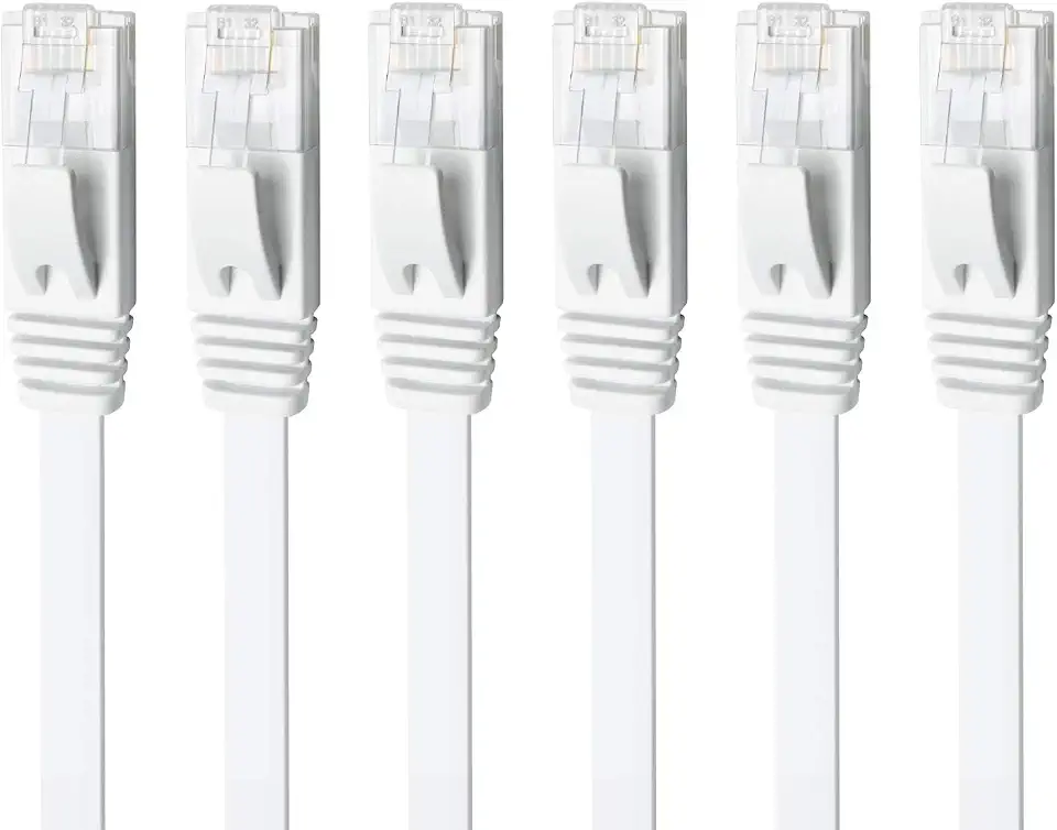 CAT 6 Ethernet Cable, 6 Pack 3ft High Speed Solid Flat CAT6 Gigabit Internet Network LAN Patch Cords, Bare Copper Snagless RJ45 Connector for Modem, Router, Computer
