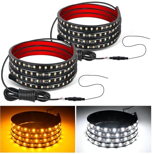 Nilight Truck LED Running Board Lights 2 PCS 48nch Side Maker Light with White Courtesy & Sequential Amber Turn Signal Lighting Strips Kit for Trucks Pickup SUV