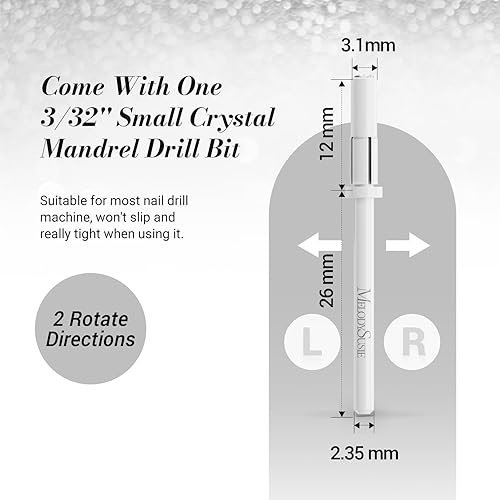 Miniatura 7 de MelodySusie 50 brocas de uñas pequeñas bandas de lijado con broca de mandril de 0.122 in, lima de uñas de grano fino extremo para uñas acrílicas,