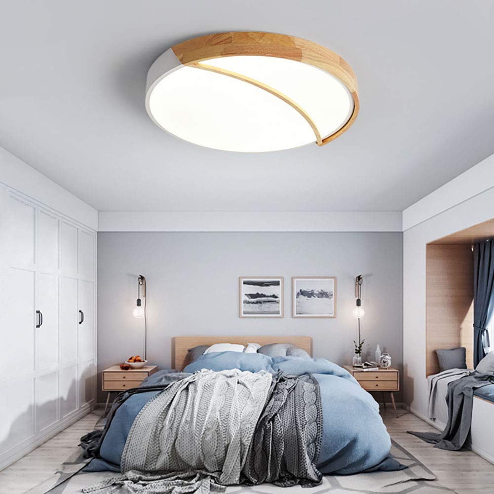 Plafonnier Led De Chambre En Rondins,Plafonnier Rond En Bois De La Chambre,Éclairage Créatif Du Salon,Creative Wood Art Light,Lumière De La Chambre Chaleureuse Et Romantique,Plafon-Lumière tricolore b