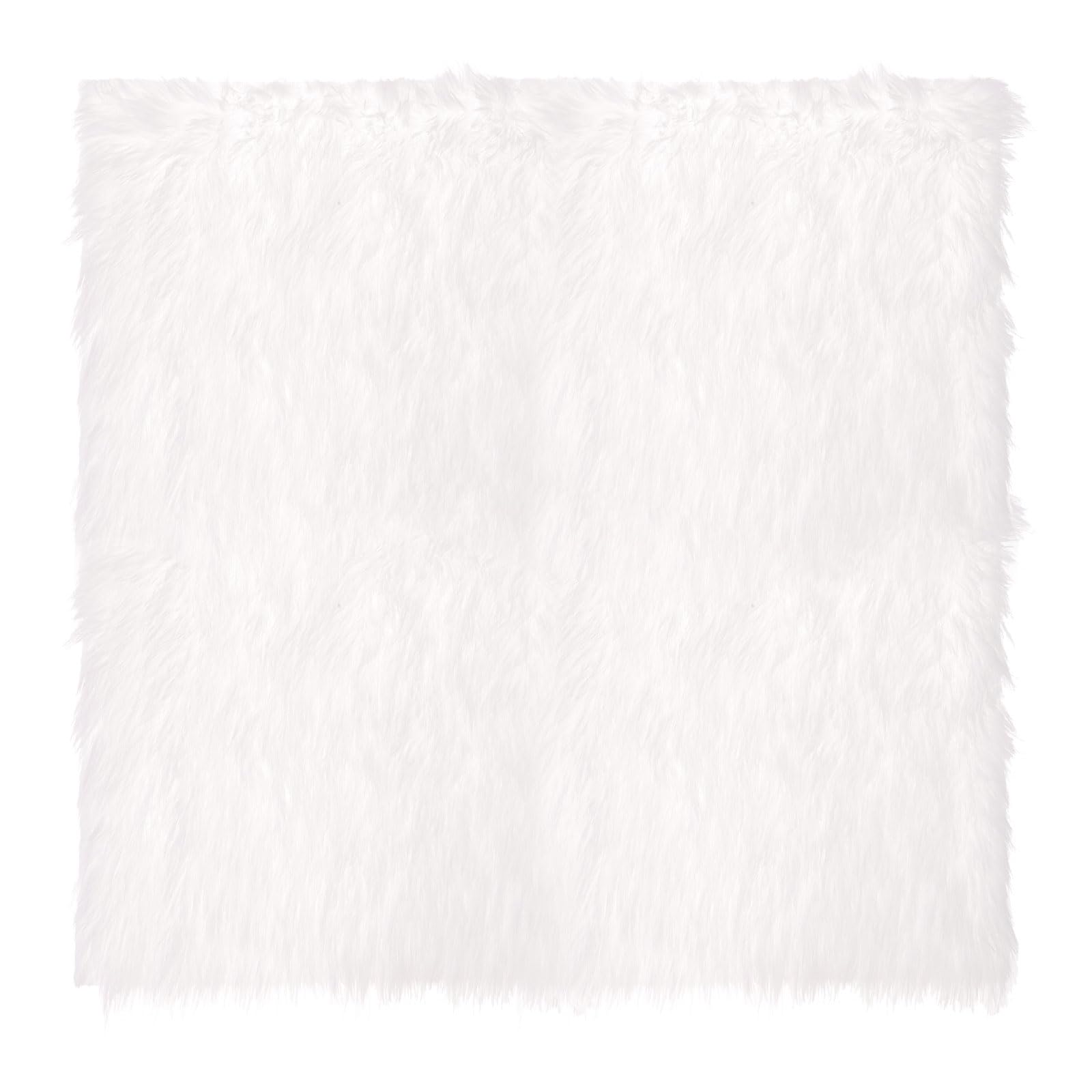 DMiotech 30"x30" White Faux Fur Square Fabric, Fluffy Faux Fur for Crafts Gnomes, Animal Costumes, Cushions