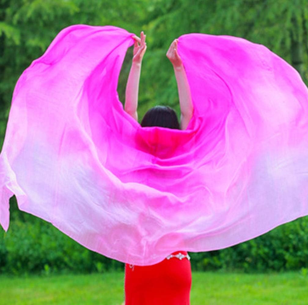 KIKIGOAL Women's 100% Silk Belly Dance Veils and Hand Scarves Gradual Colors 1.14x2.5m/98"x45" - Image 6