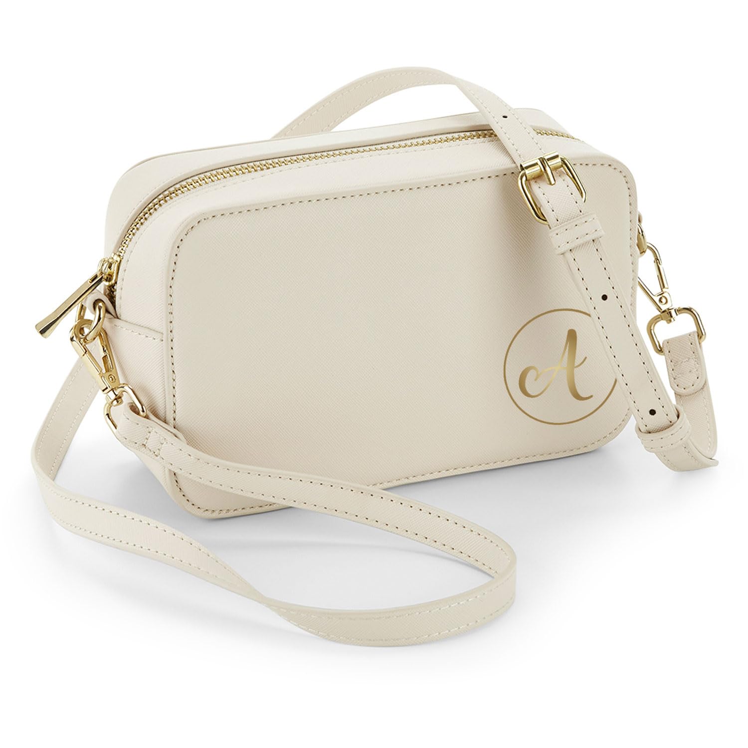 Damentasche mit Initial, Personalisierte Umhängetasche, Crossbody Bag mit Initiale, Schultertasche mit Riemen