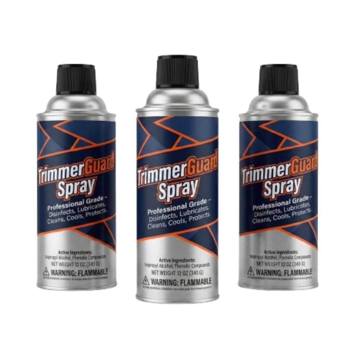 TrimmerGuard 5-in-1 Blade Maintenance Spray for Hair Clippers & Trimmers – Professional Grade Disinfectant & Lubricant – 12 Ounce Can, 3 Pack