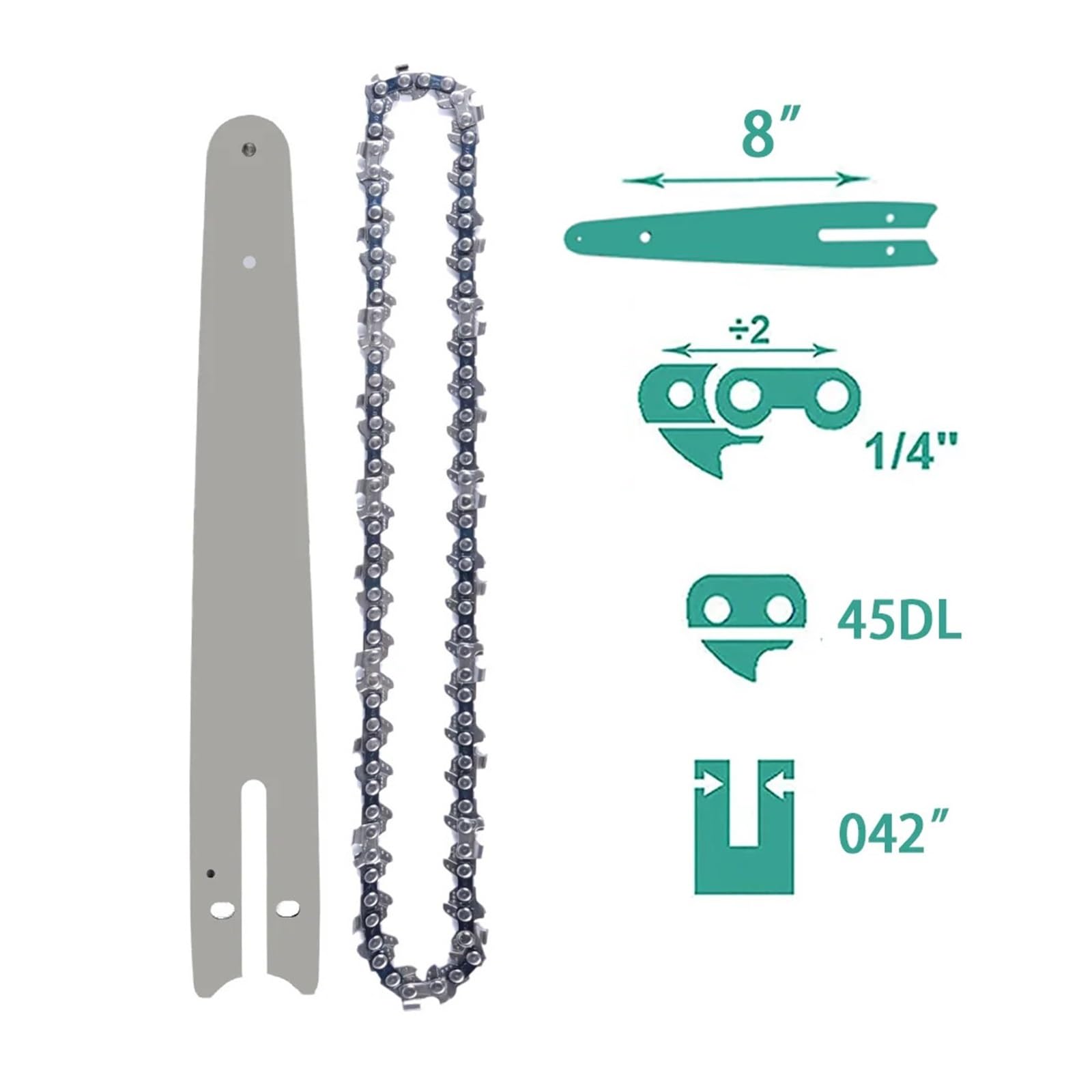 Mini cadena de acero for motosierra, hoja de sierra eléctrica, herramienta eléctrica, accesorio de repuesto for sierra, corte de madera, cadena de 4, 6 y 8 pulgadas
