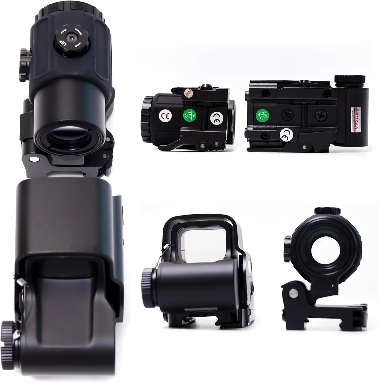 KinZon 558 G43 Visée Holographique à Point Rouge & Vert + Combinaison avec Loupe Grossissante 3X G43 + Montage Flip QD Intégré (Noir)